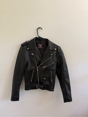 Allstate Black Classic Leather Biker Jacket